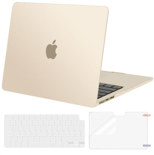 MOSISO Kompatibel mit MacBook Air 13 Zoll Hülle M5 M4 M3 M2 2026-2022 13,6 | Ultradünne, Seidige Haut Hartschale für 13,6 A3449 A3240 A3113 A2681&Tastaturschutz&Displayschutz, Polarstern