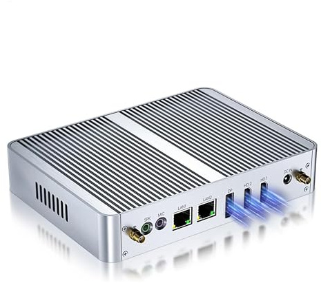 Fanless Mini PC, 12th Gen N100 Desktop Computer, 8G RAM 128G SSD Firewall Router Office Computer 0 Noise, 8 USB, Dual LAN/HDMI, DP, 4K Triple Display Output, Win-11 Pro