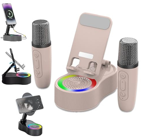 SonicDrop Dock – No-Pair Magic Speaker & Charging Stand, SonicDrop Dock Holder,Foldable Cell Phone Holder Desk with Induction Speaker,Wireless Mobile Phones Charger Station Sound-pink