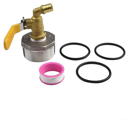 Gdfnmogo Rubinetto di ricambio in acciaio inox, per fusti da 200 l, con 3 guarnizioni O-Ring, erogatore di acqua e olio, pratico e affidabile