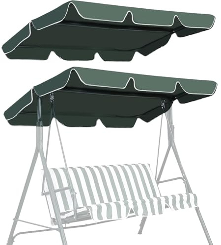 Hollywoodschaukel Ersatzvordach, 2- und 3-Sitzer-Gartenschaukeln,Wasserdicht Universal Dach für Hollywoodschaukel, UV-Schutz Sonnendach,01,195 * 125 * 15CM