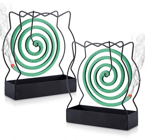 Niaetuto 2PCS Support Spirale Anti Moustique,Porte Spirale Anti Moustique en Métal,Forme de Chat Mignon Porte Encens,Noir Support de Bobine Anti-Moustique pour Chambre,Salon,Jardin,Cuisine