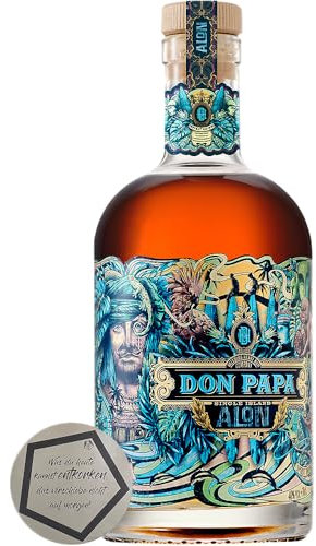 1 Flasche Don Papa | ALON Single Island Limited Edition Rum Based Spirit 0.7 l 40% vol inkl. LOVEVINO Silver Button Sticker