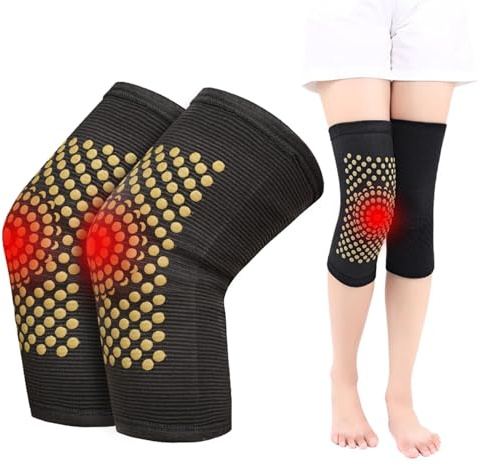 Rakiuty Ginocchiere Autoriscaldanti,Ginocchiera Riscaldata,Ginocchiere Autoriscaldanti in Tormalina,Massaggiatore Gambe,Ginocchio Riscaldato per Alleviare lo Stress,1 Paia,Nero