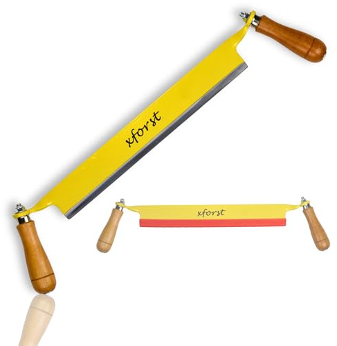 Xforst Zugmesser X-ET33 | Ziehmesser Entrindungswerkzeug 33,5 cm | Rindenschäler Wagnermesser mit Holzgriffen für Holzbearbeitung & Entrindung