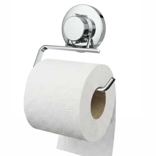 Poywaze Stainless Steel Toilet Roll Holder with Strong Suction Cup – No Drilling, Rustproof – Modern Bathroom Tissue Dispenser for Tiles, Glass & Smooth Surfaces