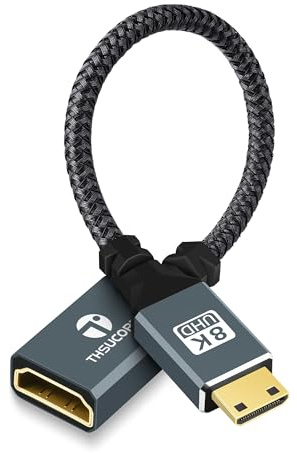 Thsucords 8K Mini HDMI to HDMI Cable Adapter 0.2M, Mini HDMI Male to HDMI Female Support 4K 2.1 kable for HDTV, Projector Graphics Card,Tablet