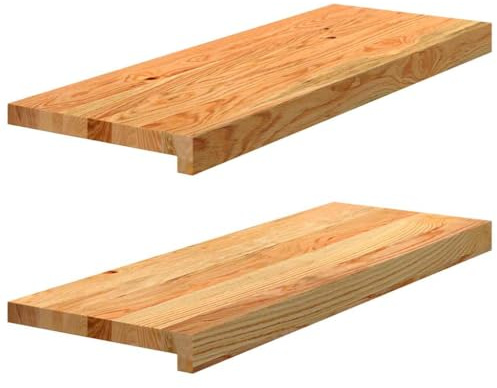 HETFTJN Set di 2 gradini per scale in legno massiccio di rovere, 70 x 25 x 2 cm, laccato marrone chiaro, robusti gradini in legno per rinnovare scale e davanzali, durevoli gradini in legno di rovere