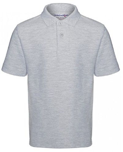 Mischief Age 2-15 School Plain Polo Shirt Short Sleeve 15 Colours Childrens Boys Girls Polo Shirt School Uniform P.E. Heather Grey