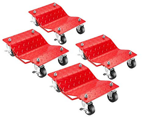 Pentagon 83-DT5501 Jack Tire Skates-4-Piece Solid Steel Lift Dolly Set for Moving Cars, Trucks, Trailers, Motorcycles, and Boats Tools (Red), 4 Pack