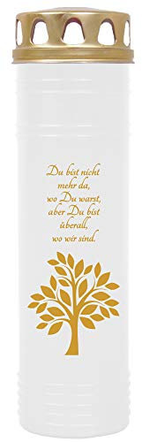 HS Candle 4er Pack Grabkerzen mit Motiv, Grablicht mit Brenndauer von ca. 7 Tage, Motiv: Baum Gold, in vielen weiteren Varianten