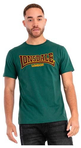 Lonsdale Camiseta clásica de Manga Larga para Hombre, Verde Botella, M