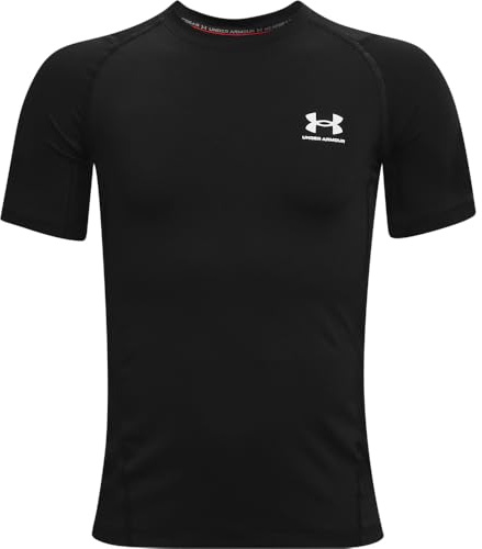 Under Armour Boys HeatGear Armour Short-Sleeve T-Shirt , Black (001)/White , Large