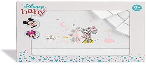 Interbaby MN006-18 3Stück Bettwäsche Wiege Disney Minnie Mouse Weiss/Grau