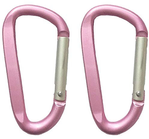 LESHIRY Lot de 2 grands mousquetons de 7,6 cm en aluminium en forme de D durable avec anneau en D - Accessoires de camping - Design amélioré durable (rose)