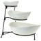 Roe & Moe 3 Tier Serving Stand Ceramic Bowl Set with Metal Rack, Tiered Bowls for Parties Candy Appetizer Dessert Fruit Cake Veggies Chips & Dip
