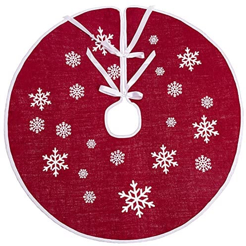N&T NIETING 75cm Albero di Natale Gonna Rosso Burlap Albero di Natale Tappeto Ornamenti Decorazione per Natale