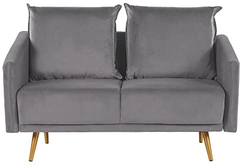 Beliani Modernes 2er Retro-Sofa aus Samtstoff in Grau Maura