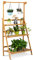 GIANTEX Estante de Bambú de 3 Capas para Plantas, Soporte de Exhibición de Macetas de Balcón con Barra para Colgar, para Uso en Interiores y Exteriores, 70 x 40 x 120-144 cm