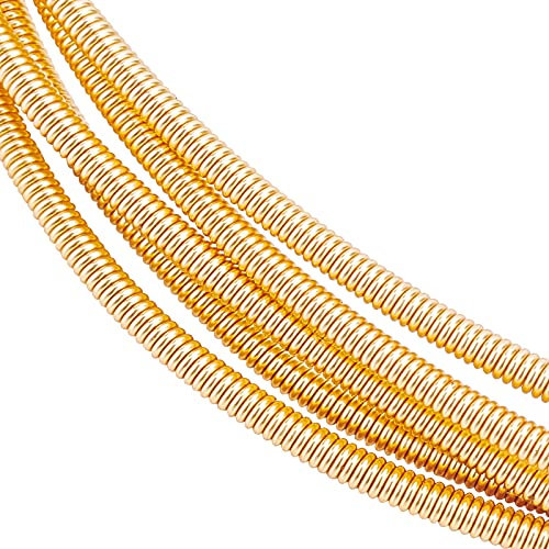 BENECREAT 5 Rollen 14 Gauge 199,9 cm vergoldeter französischer Bullion-Draht Spirale Kupferdraht für Stickerei, Perlenstickerei, Schmuckherstellung und Kleidungsdekoration