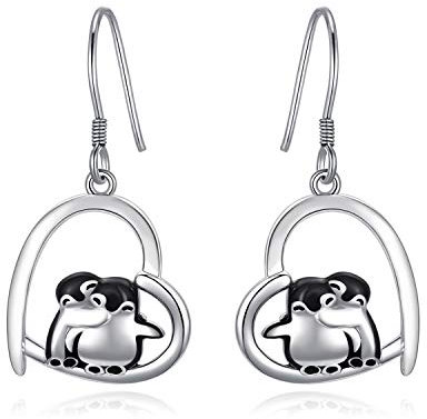 Pinguin Ohrringe Damen Silber 925 Pinguin Ohrhänger Umarmt Pinguine Schmuck Geschenke Damen