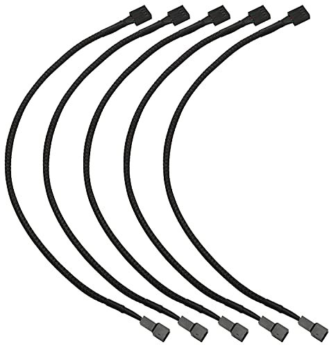 Ruiwaer Cable de alimentación PWM de 4 pines para ventilador de PC, adaptador de cable de extensión de alimentación de ventilador de placa base interna de 11.8 pulgadas, color negro
