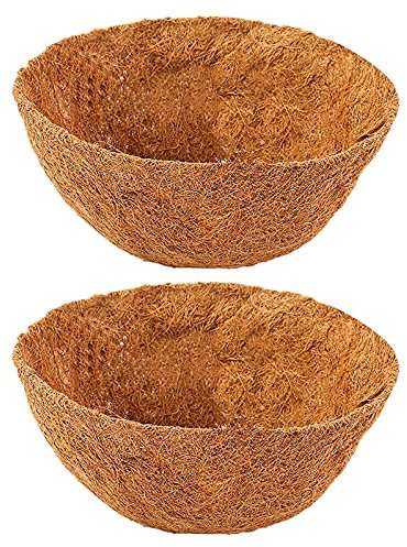Lot de 2 inserts en noix de coco de rechange pour paniers suspendus - Diamètre : 20 cm - Inserts en noix de coco pour paniers suspendus - Pour pots de fleurs - Diamètre : 20 cm