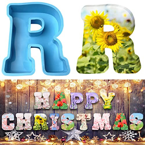 Moule en silicone 3D avec grandes lettres de l'alphabet pour résine ou pâtisserie en forme de lettre R 15,2 cm