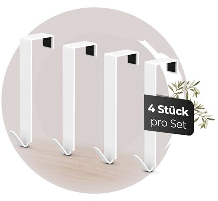 MDCASA Premium Türhaken I Türhaken zum Einhängen inkl. Filzpad I 4 hochwertige & stabile Haken zum Einhängen für alle gängigen Türen