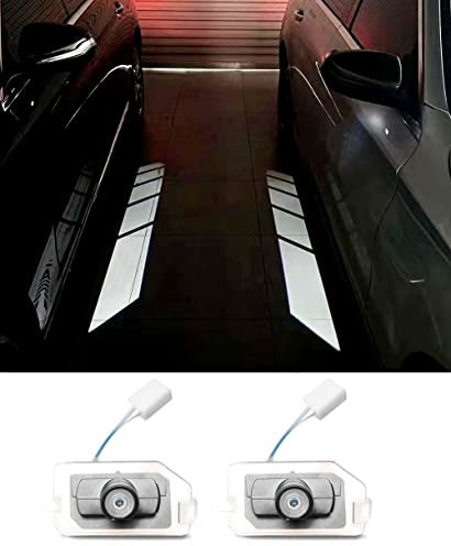 Duleutgnu 2 stücke LED Seite Unter Spiegel Projektor Licht Geist Logo Courtesy Step Willkommen Ambient Lighting Mirror Auto Ersatz Rücklicht Zubehör Weißer Rohling (B with 360 camera)