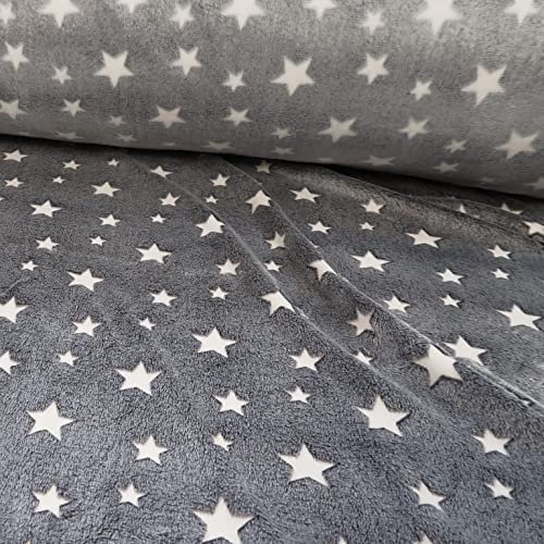 HEKO PANELS Fleecestoff Meterware Kinder Polar Fleece Meterware - Weicher Plüsch Fleece Meterware - Zweiseitige Warmer Fleece Stoff Sternchen
