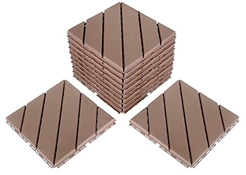 TooToo Interlocking Plastic Decking Tiles Waterproof 30.5 cm x 30.5 cm Easy DIY Patio Garden Deck Durable UV Protection Flooring for Indoor & Outdoor