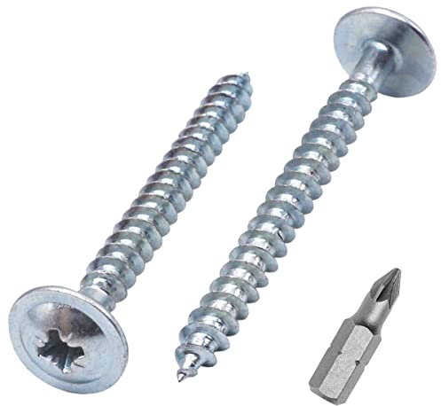 SKIR'CO (150 piezas) Acero chapado en zinc 5.0 x 50 mm Tornillos de madera plateada, tornillos de metal, cabeza de oblea, Pozidriv, autorroscantes