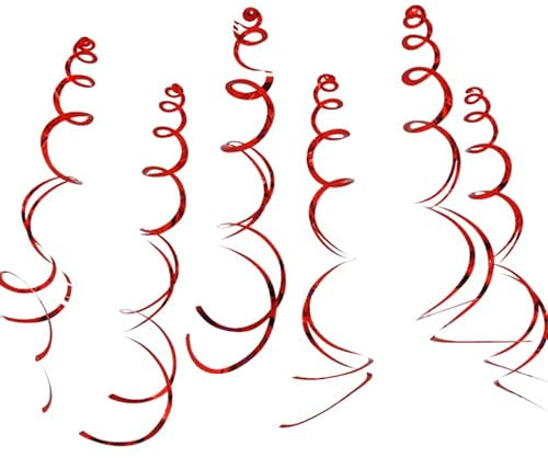 6 Pack of 70-80cm Hanging Swirls/Streamers for Party Decorations [Red]