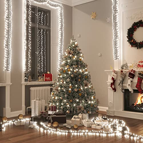 Tidyard LED Lichterkette Christbaumbeleuchtung Weihnachtsbaum Lichternetz Baumvorhang Weihnachtsdeko Weihnachtsbaumbeleuchtung mit 400 LEDs Kaltweiß 8 m PVC