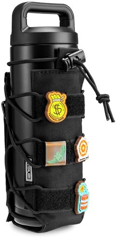 TACTICAL GEEK EXT11 Wasserflaschentasche, tragbarer Wasserflaschenträger, Reiseflaschenhalter mit Kordelzug, Verstellbarer Outdoor-Kesselträgerholster, Molle-Wasserflaschenhalter für Rucksack