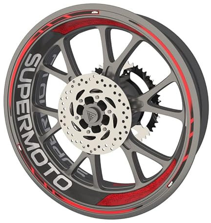 KTM SuperMoto EXC Premium Qualität Felgenrandaufkleber Felgenband Felgenband Sticker Set (Aufkleber für 2 Felgen) (Rot)