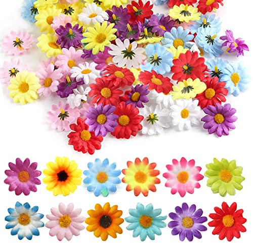 Anyasen Streublumen Deko 100 Stücke Künstliche Blütenköpfe Kunstblumen Köpfe Blumenkopf Künstliche Gerbera Blumen Köpfe Künstliche Chrysanthemen Blumen Künstlich Blüten Deko Bastel Blumen