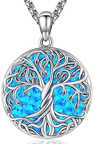 Collana Donna Albero della Vita in Argento Sterling 925 Albero della Vita Ciondolo Idee Regalo Gioielli Donna Originale per Mamma Moglie Fidanzata Figlia Sorella (E-Albero della Vita)