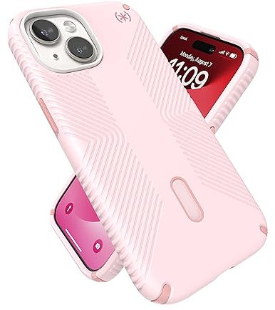 Speck iPhone 15 Hülle – ClickLock rutschfeste Interlock, MagSafe, Fallschutzgriff – für iPhone 15, iPhone 14, iPhone 13–6,1 Zoll Handyhülle – Presidio2 Grip Nimbus Pink/Dahlia Pink/Erdbeermilch