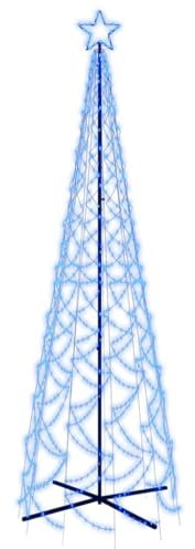 vidaXL LED Weihnachtsbaum Kegelform Tannenbaum Lichterbaum Weihnachtsdeko Stern Beleuchtung Außen Beleuchtet Lichterkette Blau 500 LEDs 100x300cm