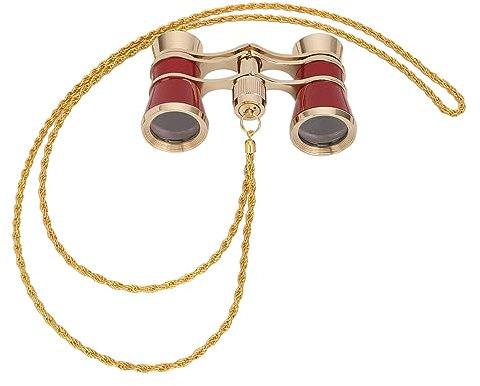 Opernglas-Fernglas, 3X25 Faltbare Theaterbrille, Leichtes, Kompaktes Mini-Fernglas mit Kette für Erwachsene, Kinder, Frauen in Musikkonzerten und Opernhäusern (Rot)