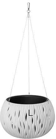 MELTOM Blumenampel Blumentopf Herausnehmbaren Einsatz Rund mit Aufhängung (Weiß, L-29cm)