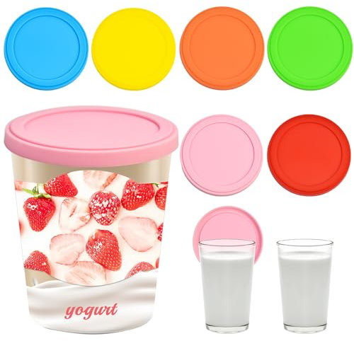 6 PCS Couvercles en Silicone Réutilisables 10 * 0.8cm Couvercle Pot Yaourt Couvercle en Silicone Alimentaire Couvercle en Silicone pour Verre à Boire Couvercle en Silicone pour Tasse a Cafe