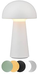 lightling Lennox LED Design Tischlampe, Pilz Lampe aufladbar via USB, Tischlampe kabellos inkl. 4-Touch Funktion, IP44 für innen und außen, 14 x 22 cm, Kunststoff, 2W, weiß