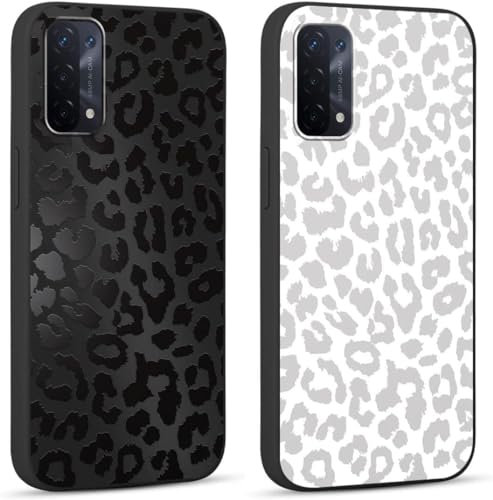 Yoedge 2 Stück HandyHülle für Oppo A74 / Oppo A54 5G Hülle 6,5, Schutzhülle für Oppo A74 5G Case 3D Leopard Muster Design Aesthetic Mädchen Junge Geschenk Weich TPU Silikon Stoßfest Cover, Schwarz