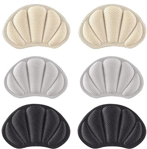 INF 3 Paar Fersenschutz/Schuheinlagen Fersenschuhpolster, Anti-Bläschen, Fersenkissen Fersenschutz, 15,5 x 5,8 x 0,4 cm, Beige/Schwarz/Grau