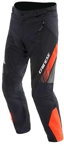 Dainese - Drake 2 Air Absoluteshell Pants, Wasserdichte Motorradhose, belüftet, mit abnehmbaren Knieschonern, Mann, Schwarz/Rot-Fluo, 46