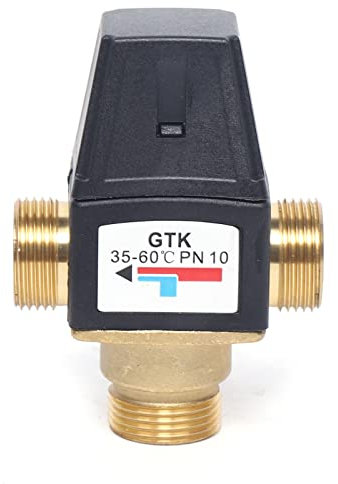 Mitigeur thermostatique 3 voies DN20 - Robinet mélangeur thermostatique en laiton - Filetage extérieur - Mitigeur eau chaude et froide - Protection anti-brûlure - Mitigeur d'eau sanitaire pour système