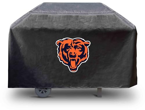 FANMATS 41142 NFL – Chicago Bears rechteckige Schwarze Grillabdeckung – passend für 3- und 4-Brenner-Grills – 172,7 x 53,3 x 88,9 cm